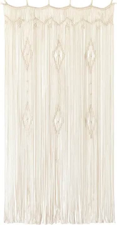 Macrame Cotton Window Panel Curtain — 35"W x 70"L Boho Room Divider