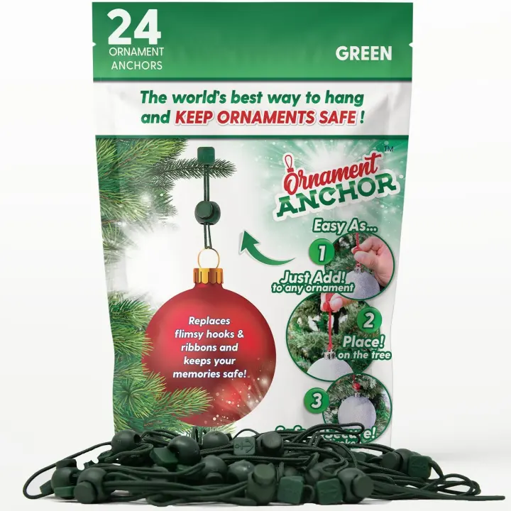 Ornament Anchor No-Slip Hanging Hooks — Heavy-Duty Ornament Hangers